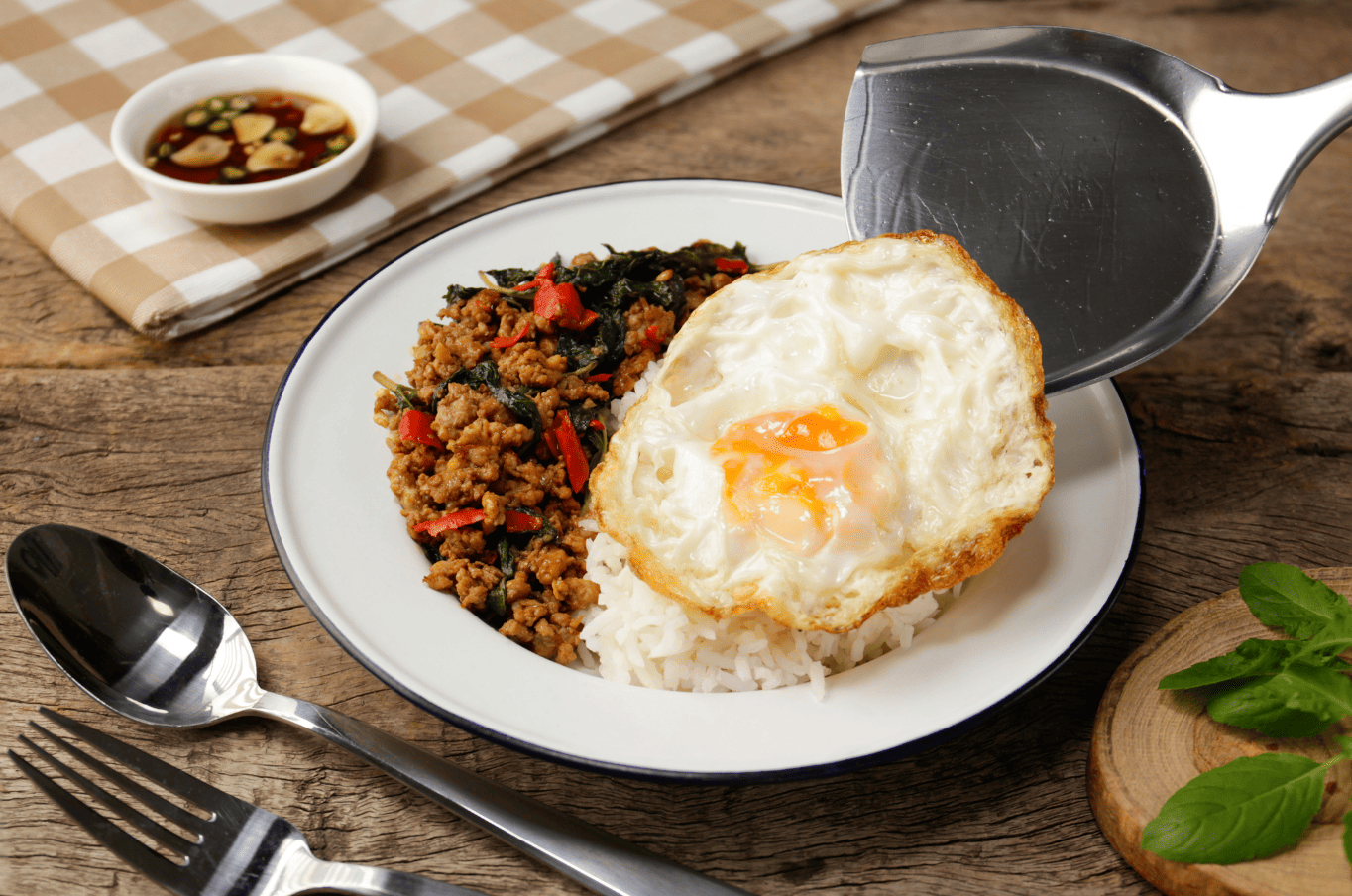 Pad Kra Pao with Fried Egg