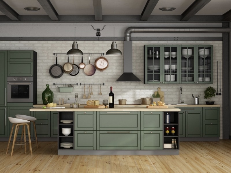 จัดครัวให้ดูมีระเบียบด้วยสีพื้นและกำแพง