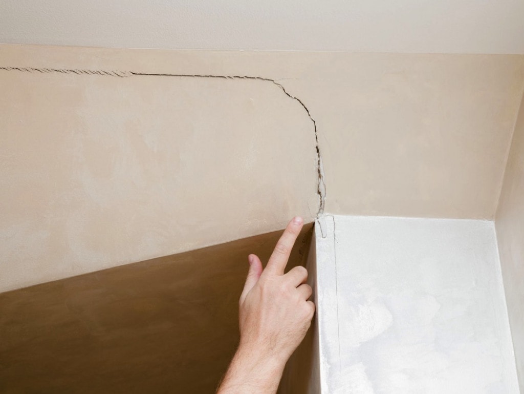 รอยร้าวข้างเสาระหว่างผนังกับเสา