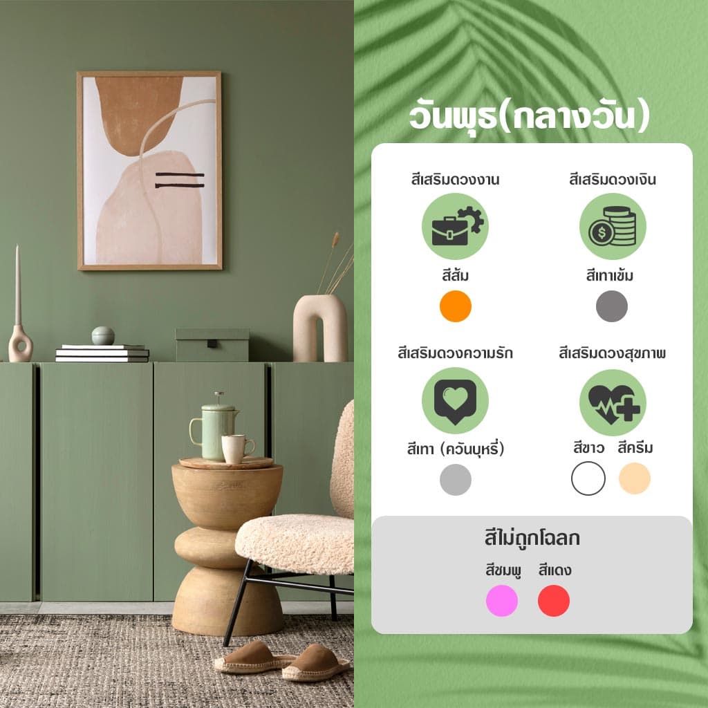 สีบ้านเสริมดวงคนเกดวันพุธกลางวัน