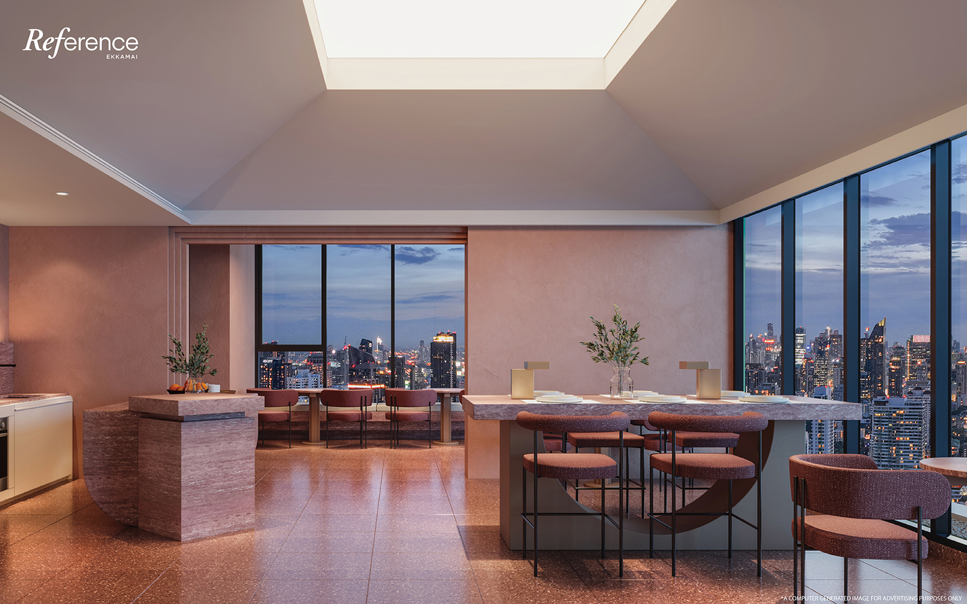 The 55th Lounge ของ Reference Ekkamai พื้นที่ Tea Lounge และ Co-Kitchen พร้อมวิวเมือง